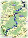 Route von Hochstetten-Dhaun nach Kaub am Rhein    -     (Kartenauschnitt mit freundlicher Genehmigung der MAP&GUIDE GmbH aus dem "Motorrad Tourenplaner 2002/2003" entnommen!)