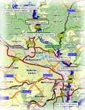 Route von Lahnstein bis Niederbreitbach!     -     (Kartenauschnitt mit freundlicher Genehmigung der MAP&GUIDE GmbH aus dem "Motorrad Tourenplaner 2002/2003" entnommen!)